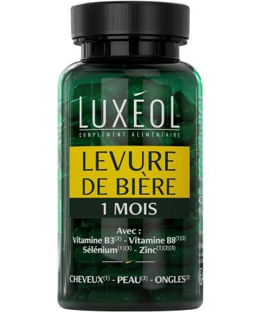 LUX OL - Brewer's Yeast - Food Supplement - Hair Skin & Nails - Health - Zinc Vitamin B3 B8 Selenium - Made in France - 1 Month Program - 90 Capsules