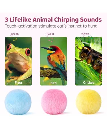 Potaroma Fluffy Plush Cat Ball Toys - 3 Pack with SilverVine and Catnip - Interactive Chirping Balls for Cats - Lifelike Animal Sounds - Fun Exercise Toys - Buy Online on GoSupps.com