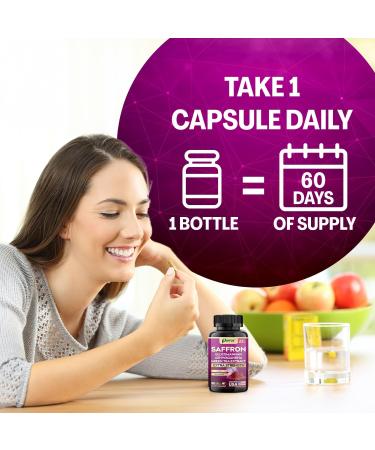 Saffron Supplement with Glucomannan Ashwagandha Green Tea Extract Zeaxanthin & Lutein Vision Support & Daily Wellness Formula Extra Strength Plant-Based Capsules 2 Month Supply (60 Caps) 60 Count (Pack of 1) - Buy Online on GoSupps.com