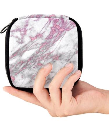 GIAPB Period Bag Sanitary Napkin Storage Pad Holder | Red & White Marble Makeup Pouch - Buy Online on GoSupps.com