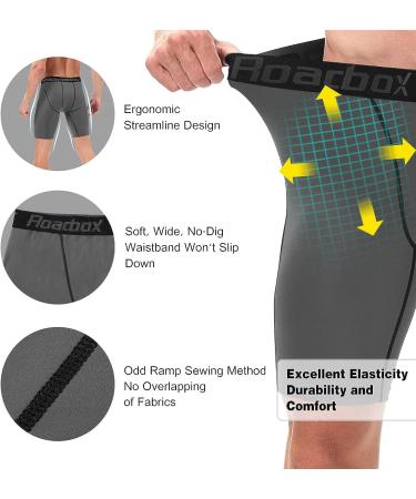 Roadbox Men's Compression Shorts 3 Pack - Cool Dry Athletic Underwear for Running & Gym - Black/Grey/Navy Blue - Large - Buy Online on GoSupps.com