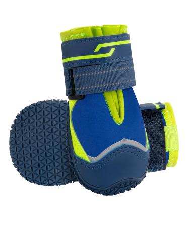 Eyein dog shoes Paw protection 2 pieces of water repellent dog shoes with non-slip sole and reflective Velcro fastener for small medium and large dogs outdoor sports blue size 4 size 4: width 5.2 cm n-blue water-repellent (2 pieces)