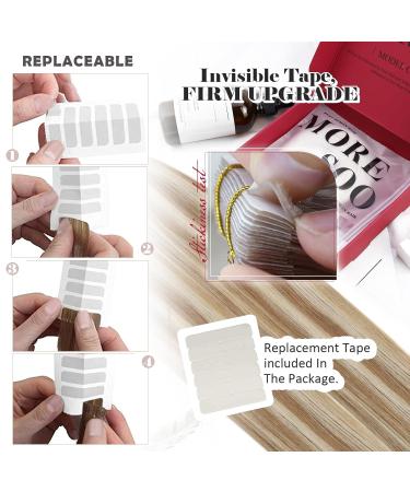 Shop Moresoo Real Hair Tape-In Extensions - 50cm 20pcs Remy Medium Brown & Platinum Blonde | International Shipping - Buy Online on GoSupps.com