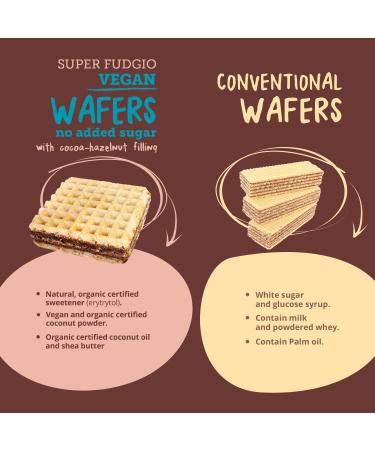  SUPER FUDGiO SUPER FUDGiO Organic waffles with cocoa and hazelnut cream without sugar or palm oil | Vegan snack without added sugar 4 x 30g (120g (1 piece) - Buy Online on GoSupps.com