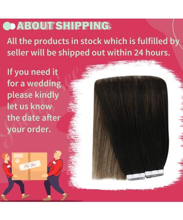YoungSee 12 Ombre Tape in Human Hair Extensions - Natural Black to Dark Brown with Blonde - Remy Seamless Tape ins for Short Hair - 30g 20pcs - Pack of 1 - Buy Online on GoSupps.com