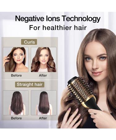 3-in-1 Hair Dryer Brush Styler & Volumizer | Fast Drying, Straightening, Curling | 3 Adjustable Settings | Golden - Buy Online on GoSupps.com