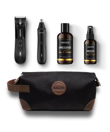 MANSCAPED Grooming Essentials 4.0 Includes The Lawn Mower 4.0 Electric Groin Trimmer Weed Whacker Nose Hair Trimmer Crop Preserver Ball Deodorant Crop Reviver Spray Toner Shed Toiletry Bag