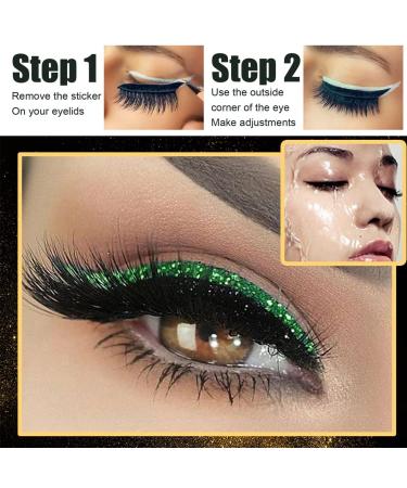 Shop Zeabsr Green Glitter False Eyelashes & Eye Makeup Stickers - 3D Reusable Long Thick Eyelashes (GA122) | International Shipping Available - Buy Online on GoSupps.com