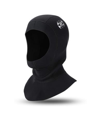 Oumers Neoprene Scuba Diving Hood 3MM Wetsuit Diving Cap, with Flow Vent to Eliminate Trapped Air, Bib Dive Hood Warm Durable Stretchable for Surfing Snorkeling Kayaking Sailing Canoeing Water Sports Medium