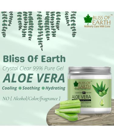 BLISS OF EARTH Aloe Vera Gel Pure Crystal Clear Best For Face Body Hair Effective Cooling Soothing Hydrating Colour And Fragrance Free Alcohol And Paraben Free 200gm - Buy Online on GoSupps.com
