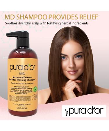PURA D'OR MD Anti-Thinning Biotin Shampoo & Conditioner Set - DHT Blocker Hair Thickening, Scalp Health, Color Safe - 16oz x 2 - Buy Online on GoSupps.com