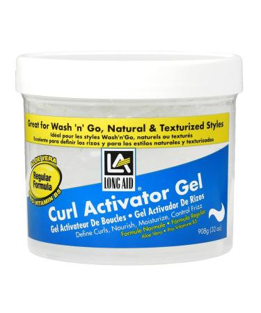 Ampro Long-Aid Activator Gel - Enriched with Aloe Vera Protein and Vitamin B Complex - Brings Essential Moisture to Strands - Defines Your Natural Curls - Regular - 32 oz