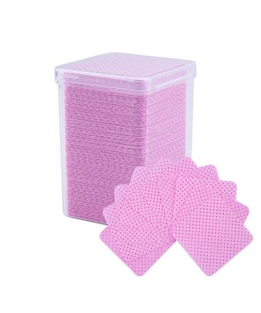 200PCS Lint Free Nail Wipes Removal Tool  Non-Woven Fabric Lash Glue Cleaner Pads for Eyelash Extension Supplies and Nail Polish Removers Pink