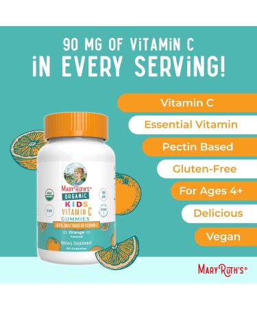 MaryRuth Organics Kids Vitamin C Gummies | Supplement for Immune Support & Overall Health | Vitamin C for Kids Ages 4+ | USDA Organic | Vegan | Non-GMO | 60 Servings - Buy Online on GoSupps.com