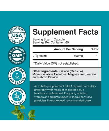 Bundle of High Absorption Magnesium Glycinate Capsules for Calming Sleep Plus Muscle Bone & Nerve Support and Free Form L Tyrosine 500mg Capsules for Mental Energy and Focus Support - Buy Online on GoSupps.com