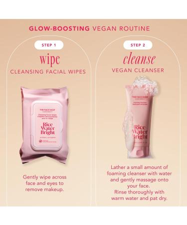 The Face Shop Rice Water Bright Makeup Remover Wipes - Vegan Cleansing Wipes for Brightening & Moisturizing - Korean Skin Care Essentials - Buy Online on GoSupps.com