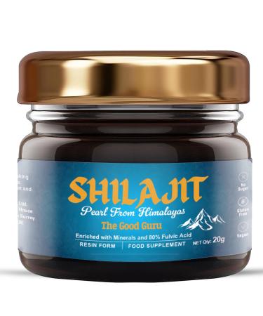 The Good Guru Shilajit 20g 500mg + minerals and 80% fulvic acid Himalayan Shilajit Pearl | Boosts the immune system and vitality | Vegan Shilajit by The Good Guru