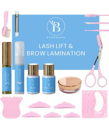 Lash Lift Kit Eyebrow Lamination Kit 2-in-1 Solution At Home Brow Lamination Kit Eyelash Lift Lasts 6-8 Weeks 15 Applications DIY Perm Kit for Eyelashes and Brows
