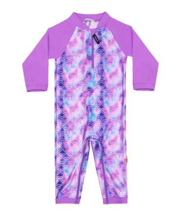 weVSwe Baby Toddler Boy Swimsuit UPF 50+ Sun Protection Rash Guard Swimwear with Crotch Zipper 0-3 Years 6-12 Months Purple Fish Scales
