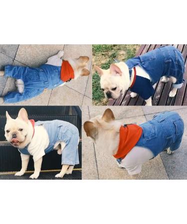 Teilybao Pet Denim Jumpsuit Costume | Fashionable Blue Jean Jacket Sling for Small to X-Large Dogs & Cats - Buy Online on GoSupps.com
