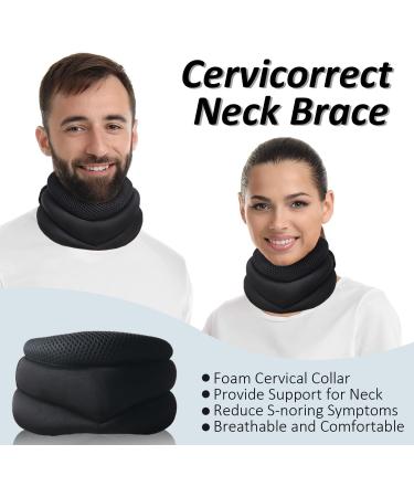 Cervicorrect Neck Brace Cervicorrect Neck Brace by Healthy Lab Co Cervicorrect for Snoring-Neck Brace for Sleeping Soft Foam Wrap and Stabilize Neck Support Brace for Women (Black) - Buy Online on GoSupps.com