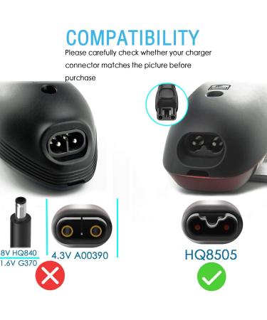 HQ8505 Norelco Charger Cord for Philips Electric Shaver - Power Supply for 7000, 5000, 3000, 9000 Series Razors - Compatible with Aquatec, Multigroom, Beard Trimmer - Buy Online on GoSupps.com