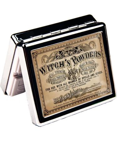 Silver Vintage 7-Day Pill Box Organizer - Cute Travel Metal Pill Case with Mirror | 8 Compartments for Purse - Buy Online on GoSupps.com