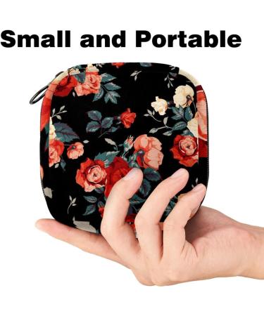 Portable Women's Binding-Up Bags | Menstrual Cup Bags & Tampon Holders for Teens | Stylish Black Flower Design - Buy Online on GoSupps.com