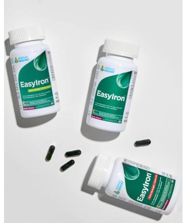 Platinum Naturals - EasyIron Extra Strength Capsules 60 Vegan Liquid Caps - Enhanced Red Blood Cell Formation Gentle on the Stomach - Iron Bisglycinate with B6 & B12 Vitamins Ideal for Men & Women - Buy Online on GoSupps.com