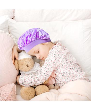 Arqumi Silk Satin Bonnet for Kids 2Pcs - Soft Baby Sleeping Cap - Adjustable Night Cap for Toddler Child Teens - Nude & Purple - Buy Online on GoSupps.com