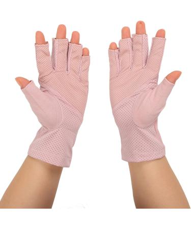 UV Shield Glove Breathable Fingerless Fiber Cotton Nail Lamp Gloves Anti UV Fingerless Gloves Protect Manicure Gloves Manicure Nail Art Dryer Tools(Light pink grey) - Buy Online on GoSupps.com