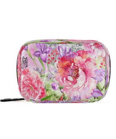 Pfrewn Pill Organizer Case 7 Day Flowers Paisley Roses Peonies Butterflies Travel Pill Box with Zipper Portable Small Weekly Vitamin Medicine Supplement Holder Pouch Bag