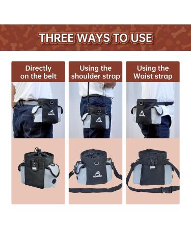 Bepilesto XL Black Dog Treat Pouch with Shoulder Straps - Ideal for Dog Walking & Training - Buy Online on GoSupps.com