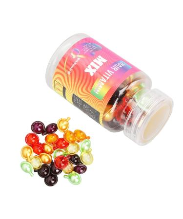 Dioche 30pcs Hair Care Essential Oil Capsule Moisturizing Repair Maintenance Increase Flexibility 7 Colors Mixed Hair Oil Serum Capsule for Women and Men
