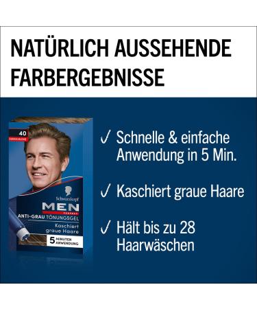Men's Perfect Anti-Gray Tint Gel 40 Dark Blonde - 2x80ml | Natural Looking Hair Color for Men Blends Gray Hair - Buy Online on GoSupps.com
