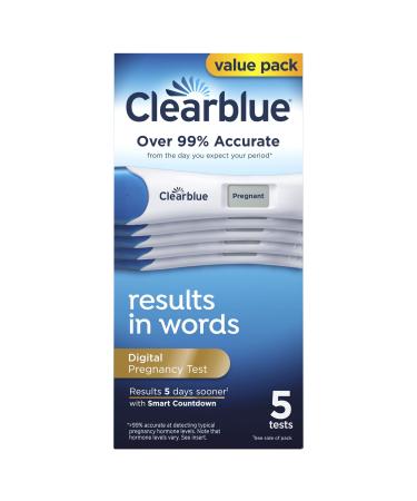 Clearblue Digital Pregnancy Test with Smart Countdown, 5 count