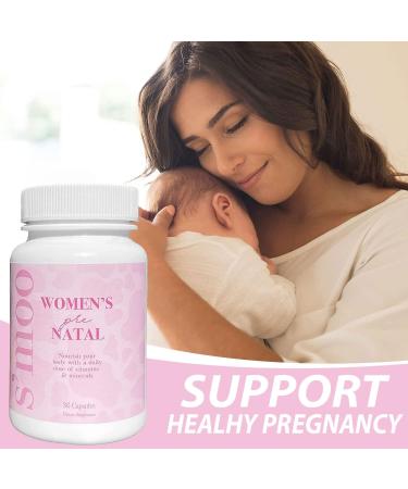 Moo Women's Prenatal Vitamins - Nervous System Support, Red Blood Cell Maintenance, Healthy Pregnancy Development - 30 Capsules - Buy Online on GoSupps.com