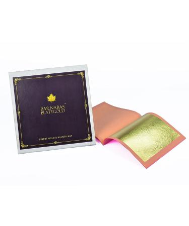 Edible Genuine Gold Leaf Sheets by Barnabas Blattgold, 10 Sheets (Loose Leaf), 3 1/8 inches Booklet, Professional Quality 10 Sheets (Pack of 1)