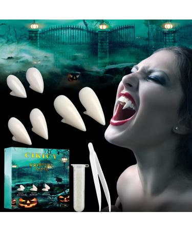 3 Pairs Vampire Fangs for Kids Adults Halloween Werewolf Makeup Accessories Vampire Costumes for Kids Women 3 Pairs Fangs with Glue