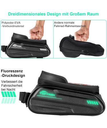 TopTrek Waterproof Bicycle Phone Bag - Fluorescent Bike Frame Pocket with TPU Touchscreen for Smartphones up to 6.7 inches - Buy Online on GoSupps.com