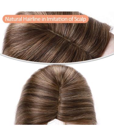 Elailite Real Hair Topper Clip-In Extensions - 45cm Silk Base 130% Dense Remy Hair #4/27 Medium Brown & Dark Blonde - Buy Online on GoSupps.com