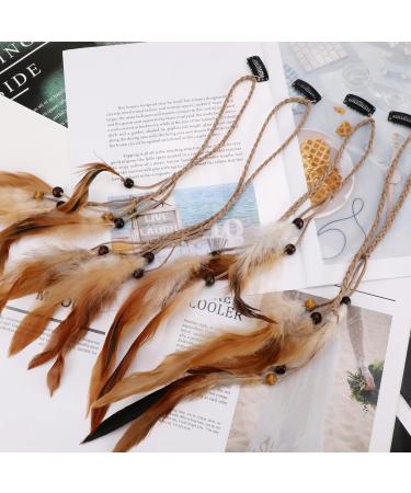 MWOOT 4Pcs Bohemian Feather Hair Clips - Indian Tassel & Beads Headdress for Halloween Party Decoration - Buy Online on GoSupps.com