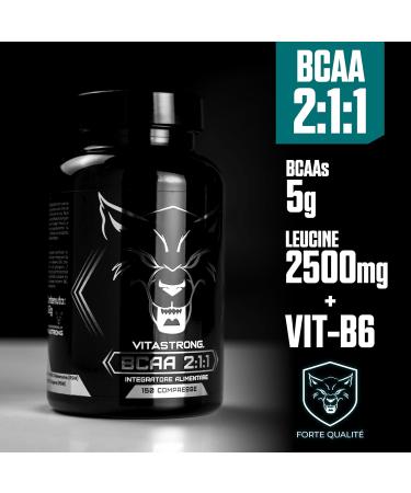 BCAA 2.1.1 Vitastrong Branched Amino Acids | L-Leucine L-Isoleucine L-Valine 100% Pure with Vitamin B6 | Pre & Post Workout Supplement - Buy Online on GoSupps.com