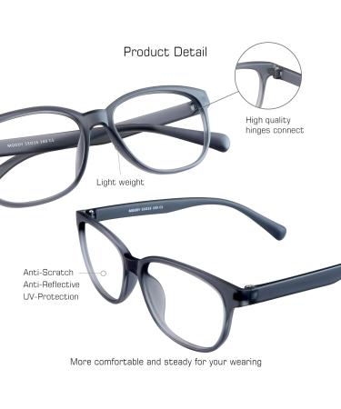Vision Global Blue Light Blocker Glasses for Men & Women - Stylish Moody Gray Oval Frame Anti-Eye Load Glare-Free Computer & Reading Glasses - Buy Online on GoSupps.com