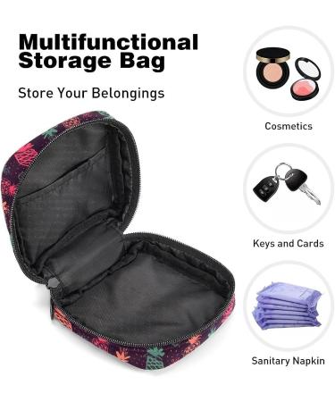 Blue Pink Coral Pineapple Pattern Sanitary Napkin Storage Bag - Menstrual Cup & Nursing Pad Holder - Portable Period Pouch for Women & Teen Girls - Buy Online on GoSupps.com