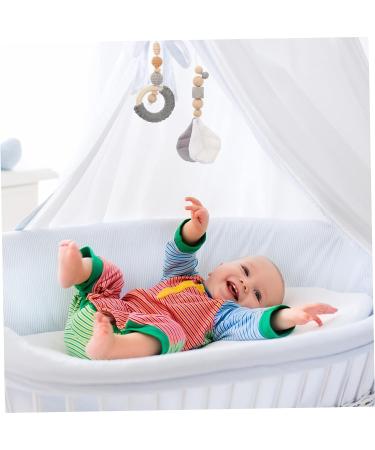 Toyvian 4pcs Leaf Children's Rings | Wood Sensory Bed Pendant | Grey Bed Hanging Crib Toy - Buy Online on GoSupps.com