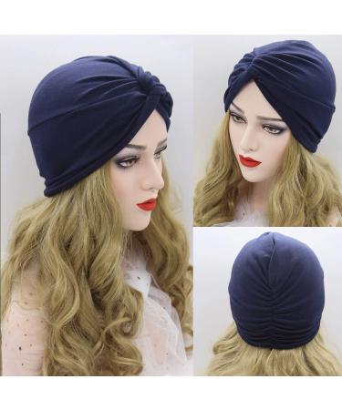 Beifon Women's Beanie Hat Turban - 2 Pack Elastic Printed Sleeping Caps for Hair Loss - Marine & Khaki - Buy Online on GoSupps.com