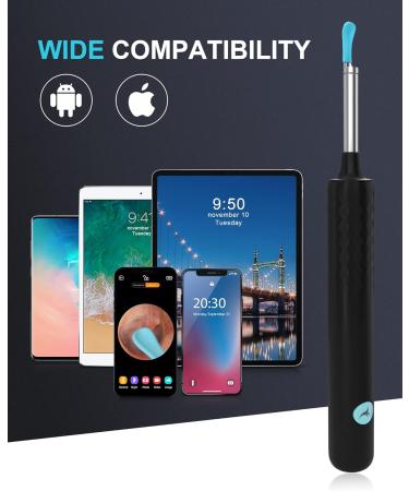 DJROLL Ear Wax Removal Tool - HD 1080P Wireless Ear Camera Otoscope for iOS & Android | Ear Wax Remover with 6 LED Lights - Best Ear Care Solution (Black - Buy Online on GoSupps.com