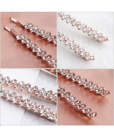 FRCOLOR 2 Pairs Rhinestone Bobby Pin Bling Crystal Metal Hair Clips Sparkly Hairpins Hair Accessories for Lady Women Girls Rose Gold - Buy Online on GoSupps.com