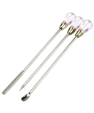 Beaute Galleria 3 Pieces Nail Art Stirring Rod DIY Tools Spoon Spatula Needle Stick for Powder Liquid Glue Rhinestone Acrylic UV Gel Mixing Manicure Accessories